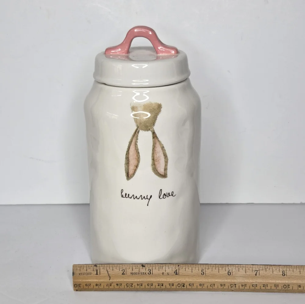 Rae‎ Dunn Easter Pink Bunny Ears Bunny Love Canister Cookie Jar